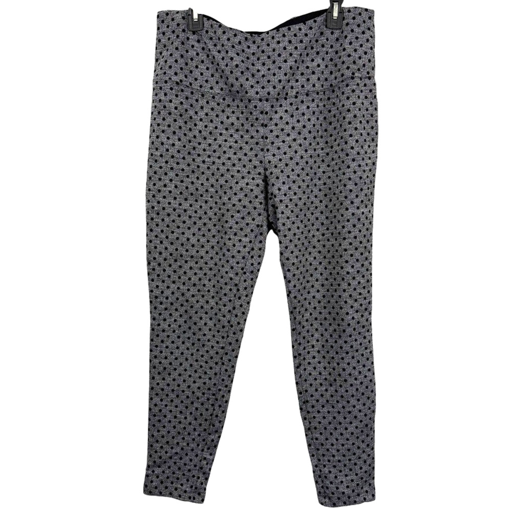Chicos Zenergy Gray Black Polka Dot Herringbone Pull On Pants Skinny 3/ 16 / 18